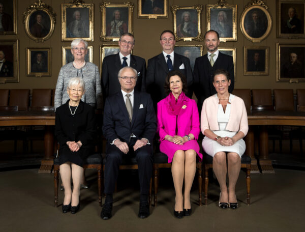 Back row from the left: Barbara Cannon, President of the Royal Swedish Academy of Sciences; Staffan Normark, Permanent Secretary of the Royal Swedish Academy of Sciences; Ove Eriksson, Chairman of the Prize Committee in Biosciences; Walter Fischer. Front row from the left: Crafoord Laureate in Biosciences 2015 Tomoko Ohta; H.M. the King of Sweden; H.M. the Queen of Sweden; Ebba Fischer, Chairwoman of the Crafoord Foundation. Photo: Markus Marcetic, the Royal Swedish Academy of Sciences.